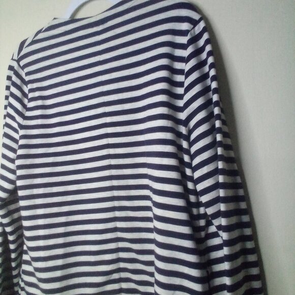 Lands' End Open Cardigan Women M 10-12 Long Sleeve Stripe Blue White - Picture 15 of 15